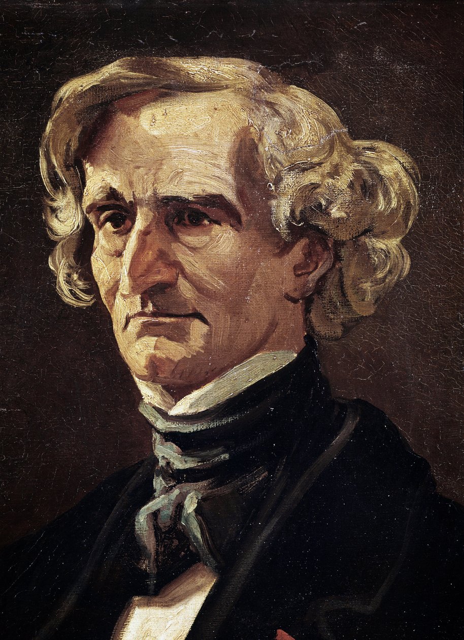 Portret Hectora Berlioza, francuskiego kompozytora, detal (olej na płótnie) autorstwa Andre Gill