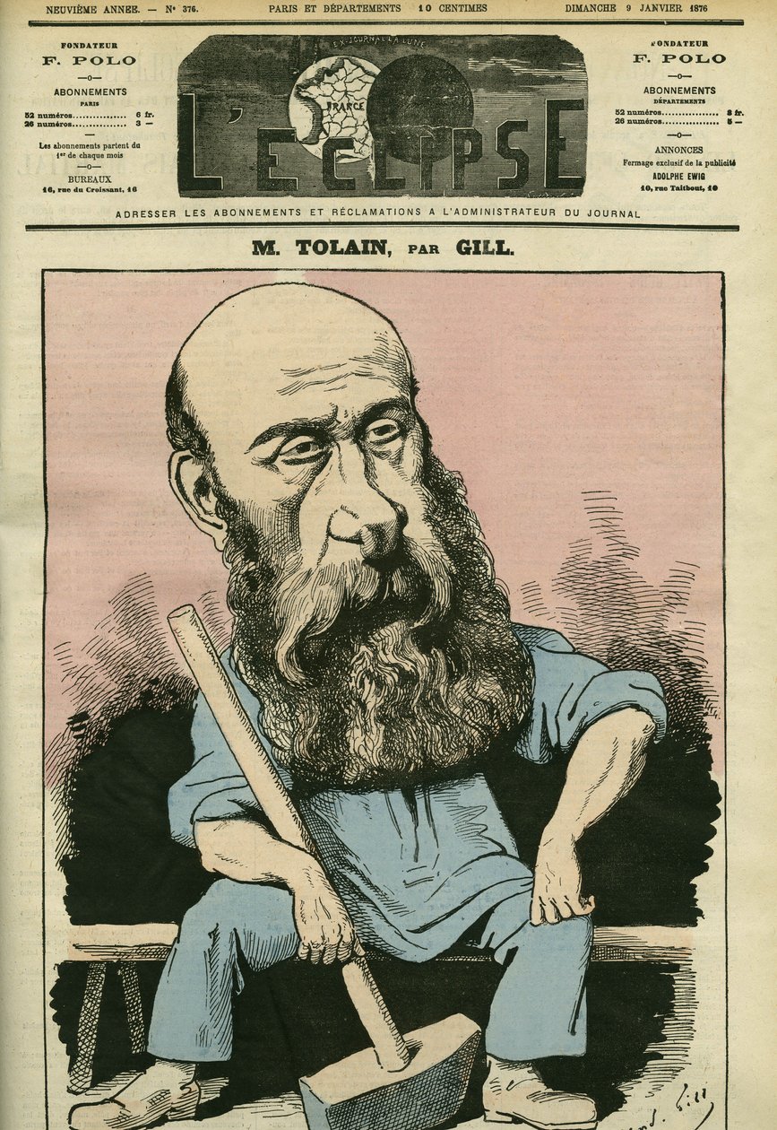 Portret Henri Louisa Tolaina (1828-1897), francuskiego grawera i polityka. Okładka w „” L
