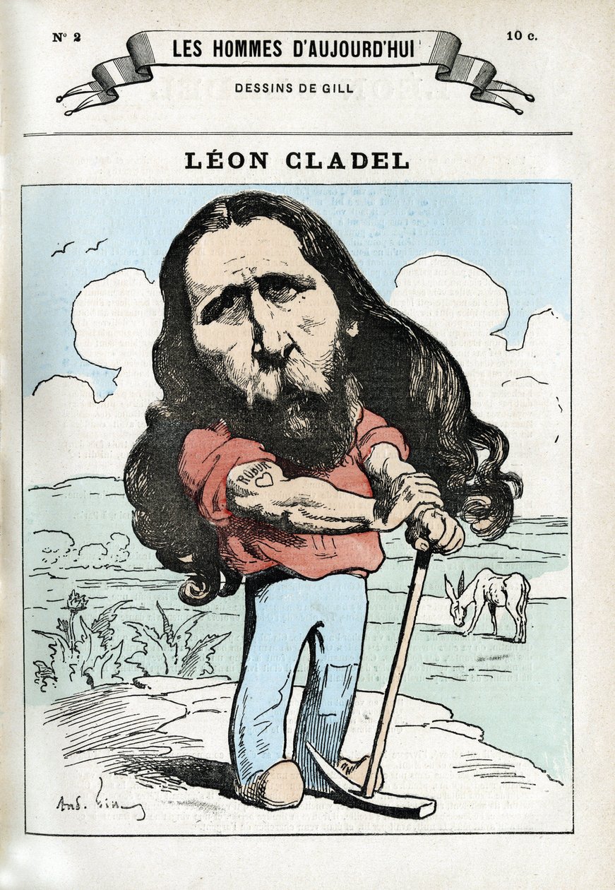 Portret Leona Cladela (1835-1892), francuskiego literata. Karykatura Gilla, Paryż. autorstwa Andre Gill
