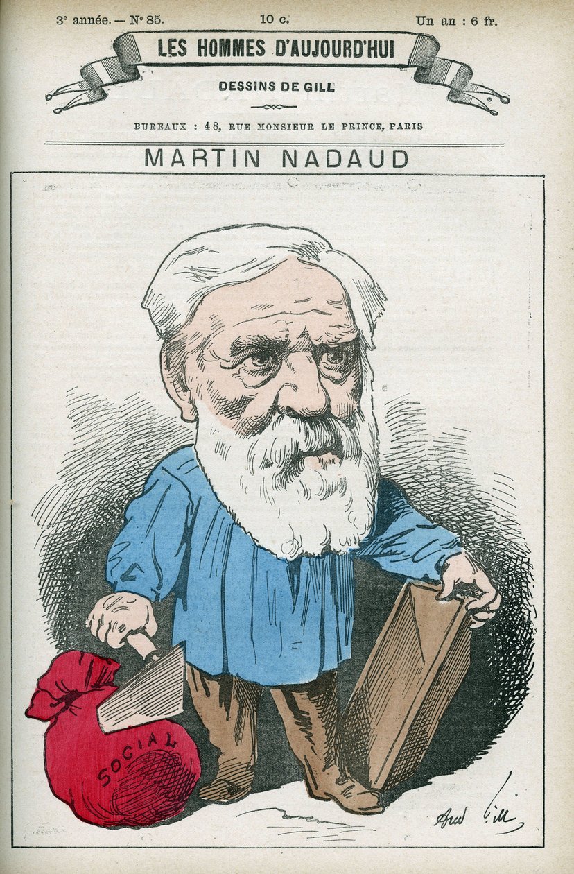 Portret Martina Nadauda (1815-1898), francuskiego mistrza i polityka, był zastępcą Creuse od 1876 do 1889. Rysunek autorstwa Gilla, Paryż. autorstwa Andre Gill