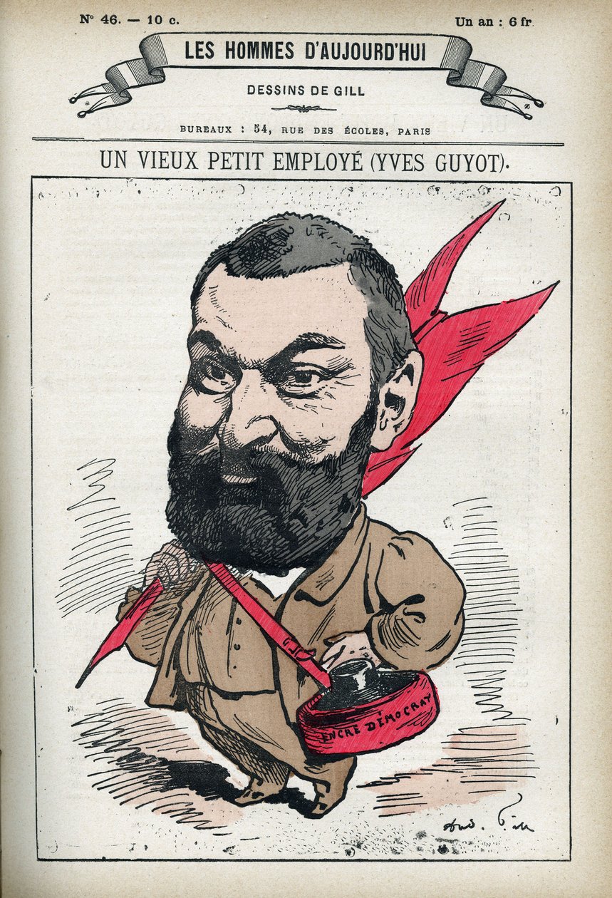 Portret Yvesa Guyota (1843-1928), francuskiego polityka, publicysty i ekonomisty. Karykatura Gilla, Paryż. autorstwa Andre Gill