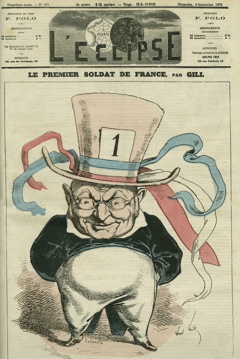 Pierwszy żołnierz Francji, Adolphe Thiers (1797-1877), francuski historyk i mąż stanu. Okładka w „” L