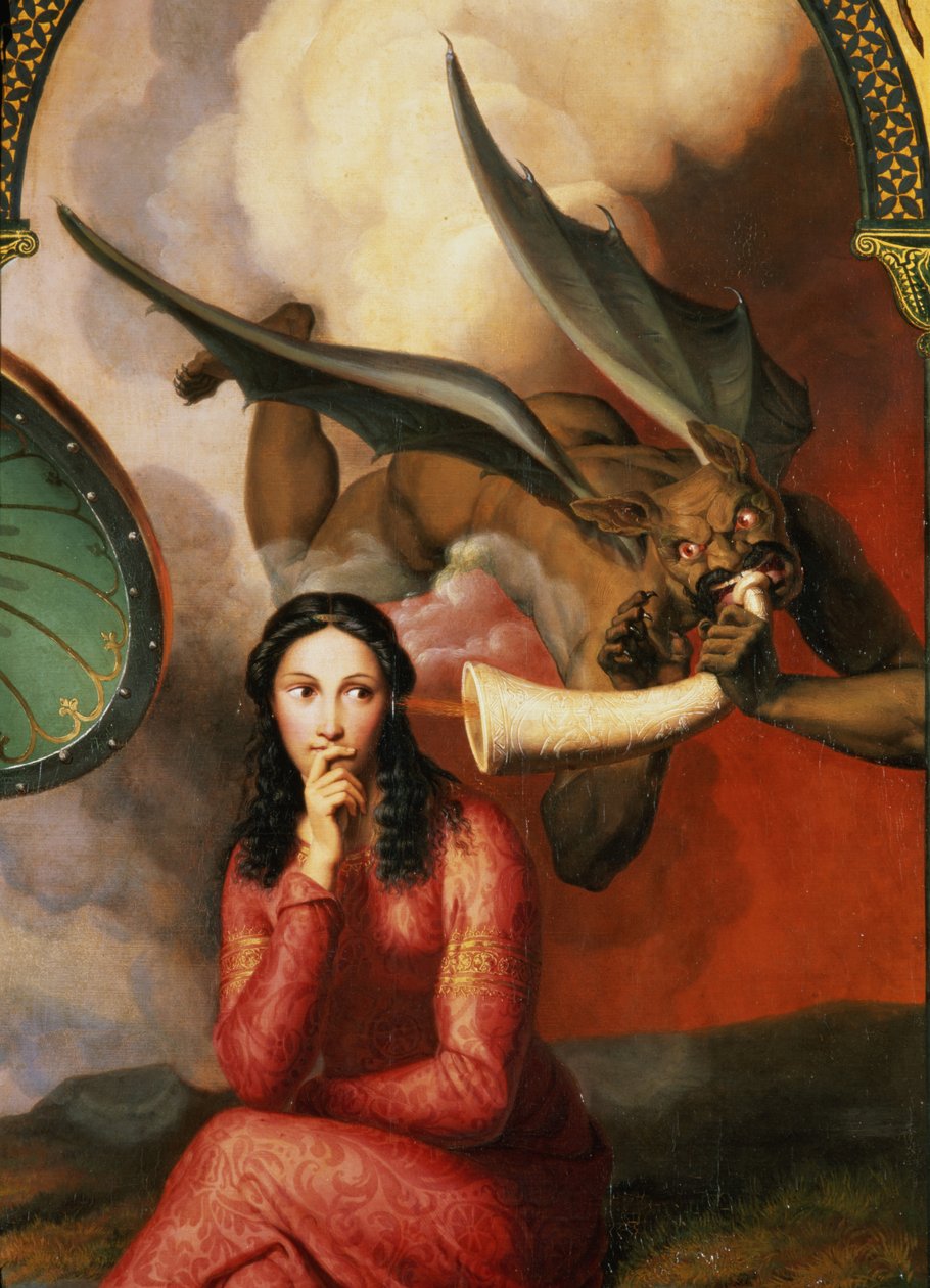 Dobro i zło: diabeł kusi młodą kobietę, 1832 detal 89709 olej na płótnie autorstwa Andre Jacques Victor Orsel