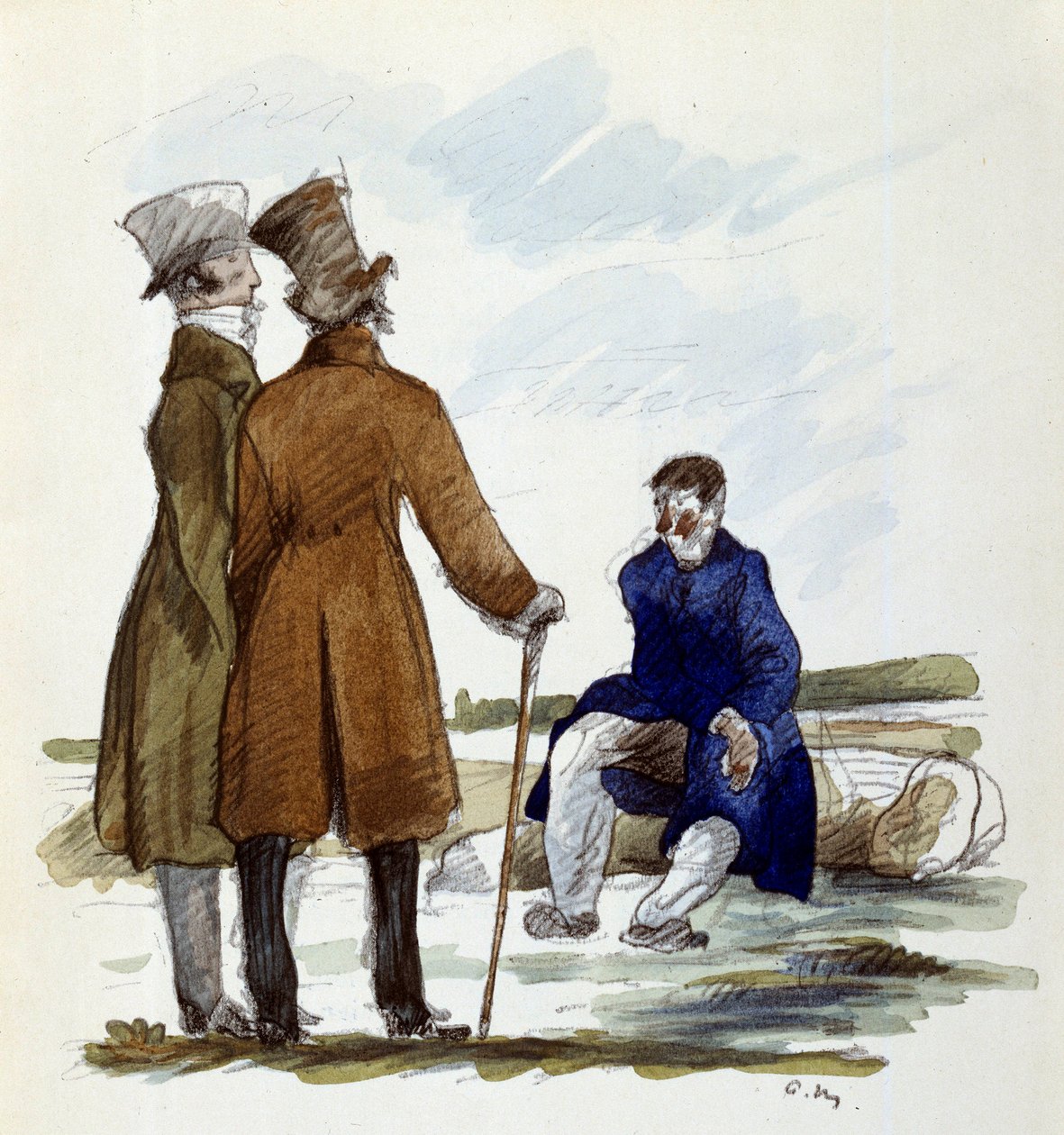 Ilustracja Andre Mare (1885 - 1932) do powieści „Pułkownik Chabert” Honore de Balzac autorstwa Andre Mare