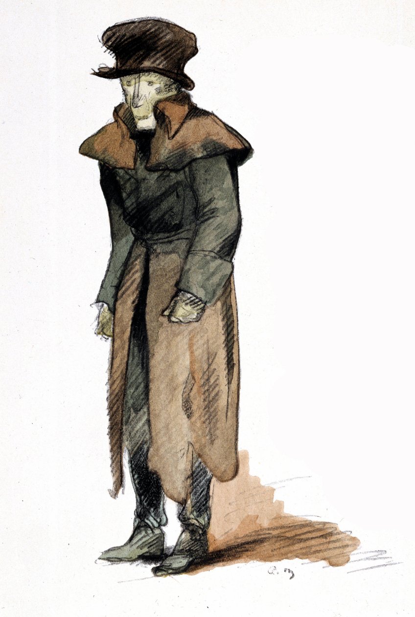 Ilustracja autorstwa Mare Andre (1885 - 1932) do powieści „Pułkownik Chabert” Honore de Balzac autorstwa Andre Mare