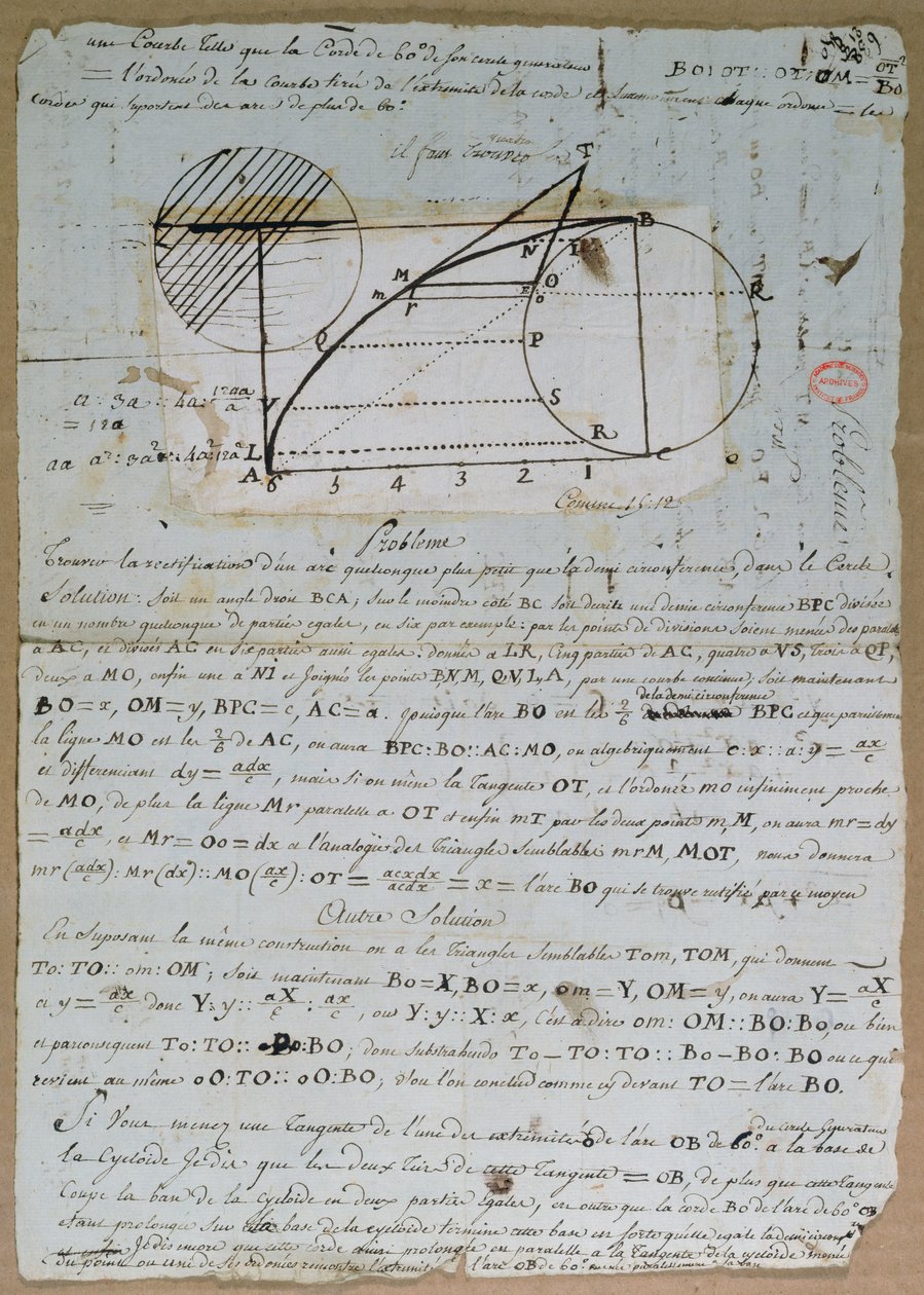 Prostowanie łuku koła, 8 lipca 1788 r. autorstwa Andre Marie Ampere