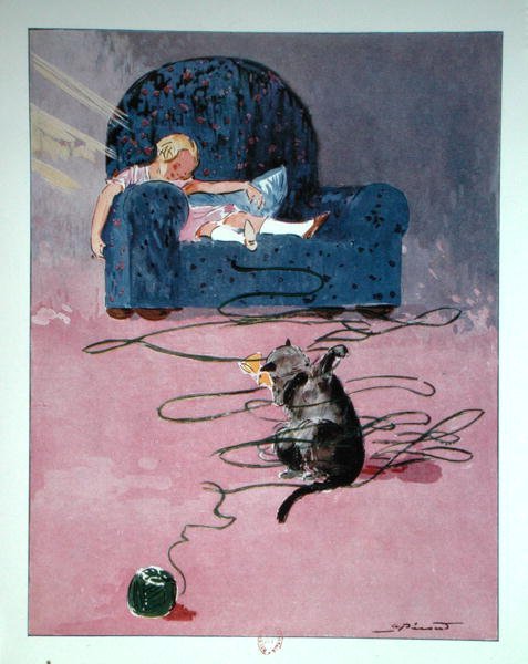 Alice Sleeping, ilustracja z „Alicji w krainie czarów” Lewisa Carrolla (1832-98), wyd. Editions Delagrave, Paryż autorstwa Andre Pecoud
