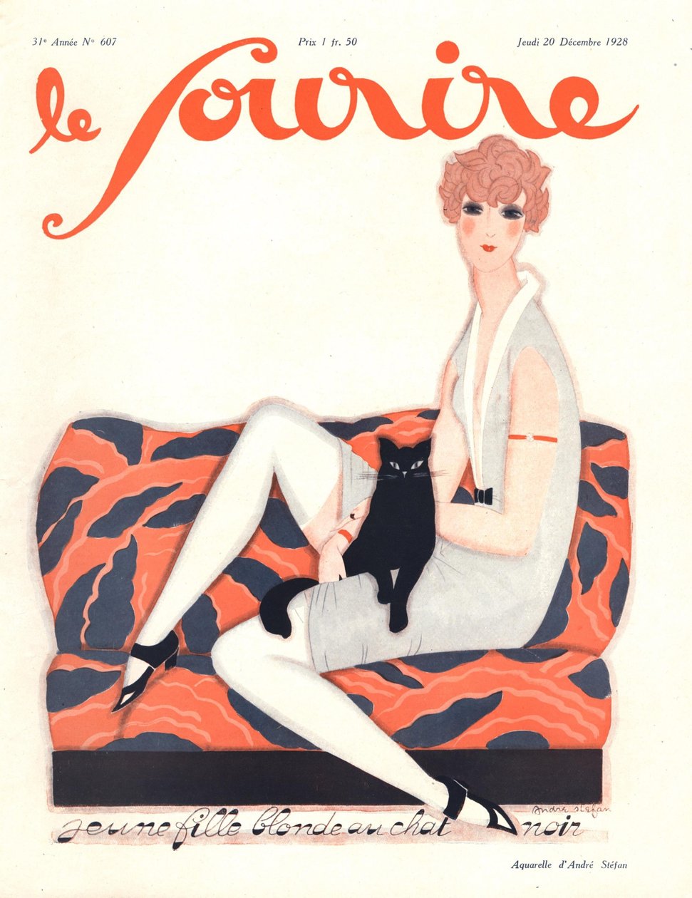Okładka „Le Sourire”, grudzień 1928 (litografia kolorowa) autorstwa Andre Stefan