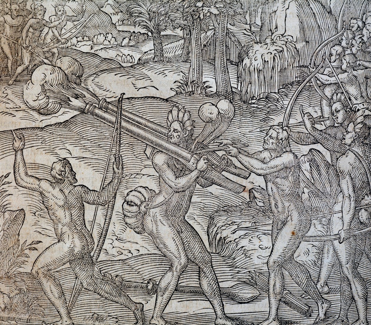 Bitwa między tubylcami w Kanadzie, rycina z Cosmographie Universelle, Andre Thevet, Paryż 1575 autorstwa Andre Thevet