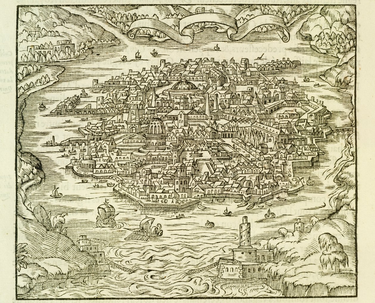 Miasto Quinsai (obecnie Tianjin), grawerowanie z La Cosmographie Universelle (Universal Cosmography) Andre Thevet autorstwa Andre Thevet