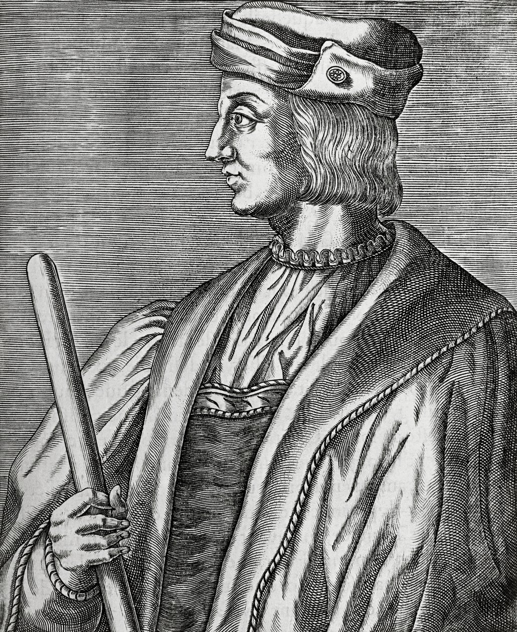 Portret Gastona de Foix, księcia Nemours (1489-1516), grawerowanie z The True Portraits and Lives of Illustrious Men autorstwa Andre Thevet