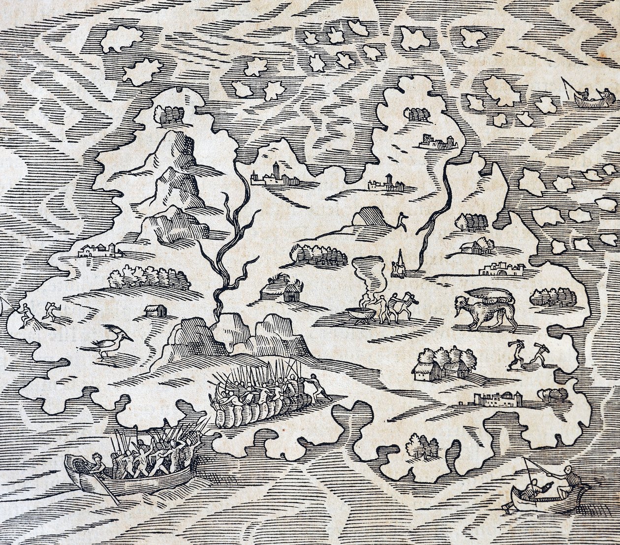 Trinity Island, rycina z Uniwersalnej kosmologii, Andre Thevet (1504-1592), Paryż autorstwa Andre Thevet
