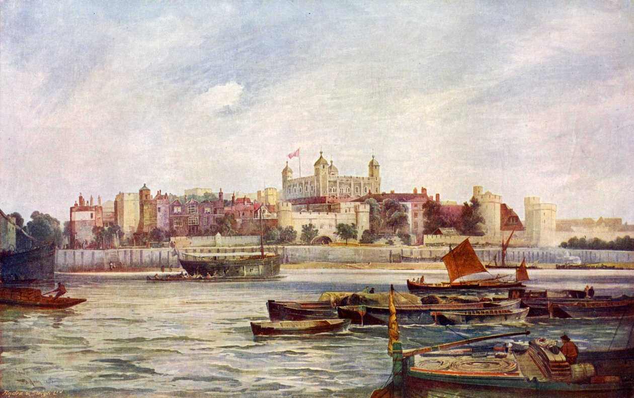 Tower of London zza Tamizy. autorstwa Andre and Sleigh
