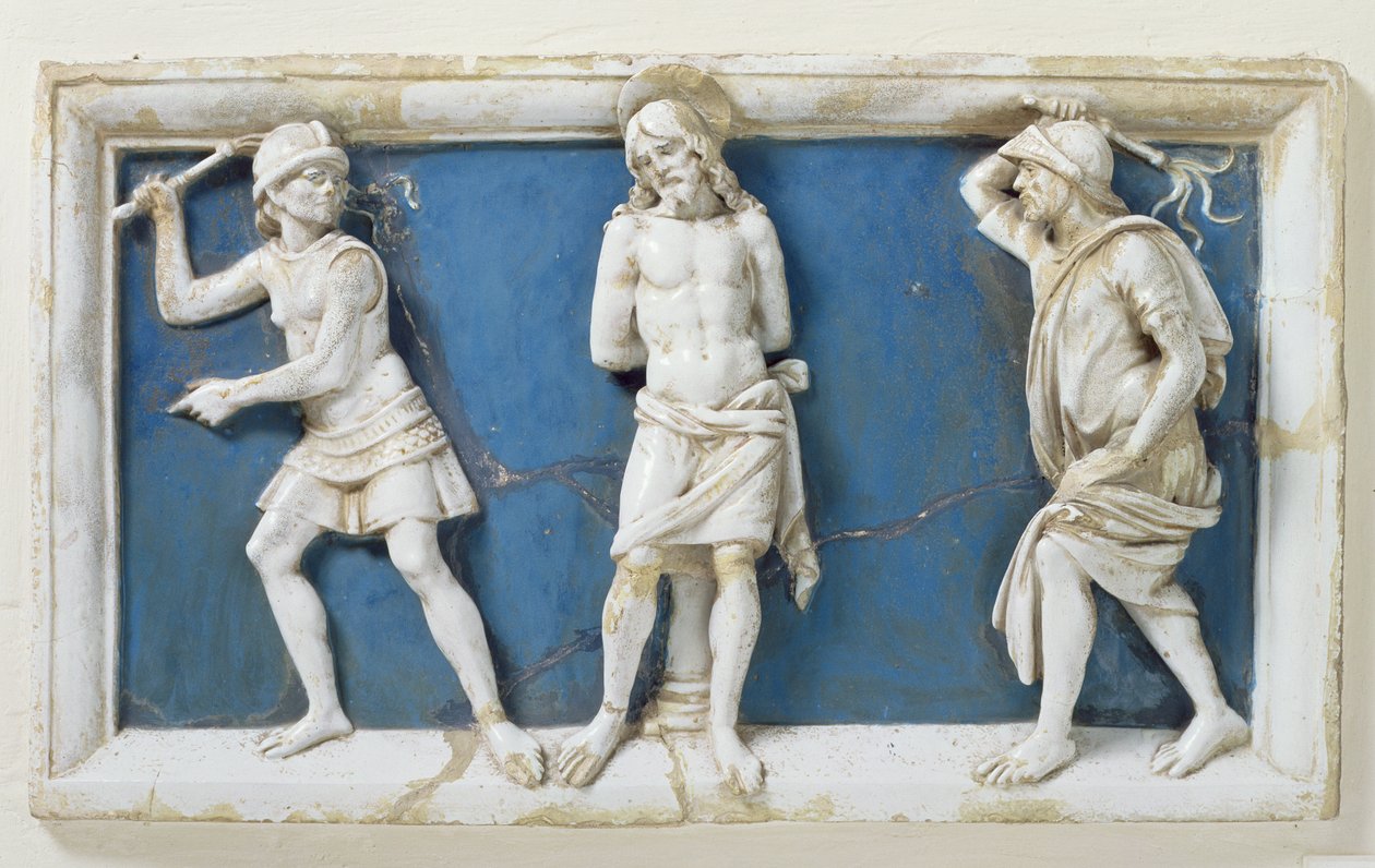 Biczowanie Chrystusa, 1495 (glazurowana terakota) autorstwa Andrea Della Robbia