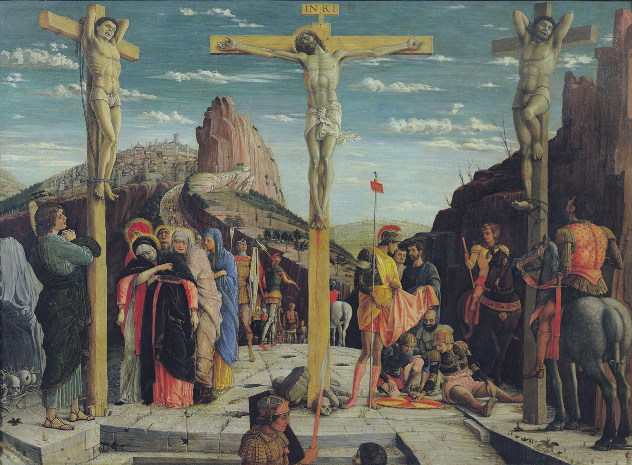 Kalwaria, centralny panel predella z ołtarza św. Zenona z Werony, 1456-60 olej na desce) autorstwa Andrea Mantegna