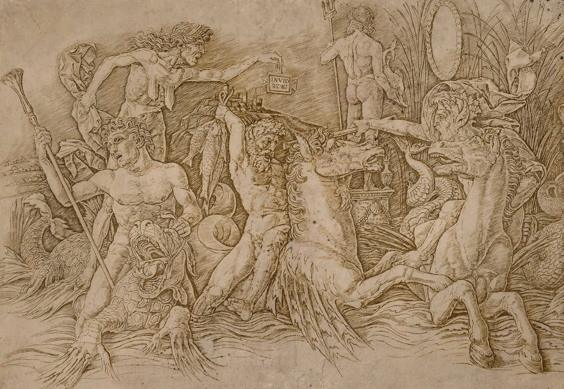 Bitwa Bogów Morskich autorstwa Andrea Mantegna