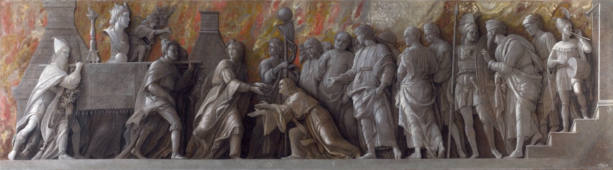 Wprowadzenie kultu cybele w Rzymie autorstwa Andrea Mantegna