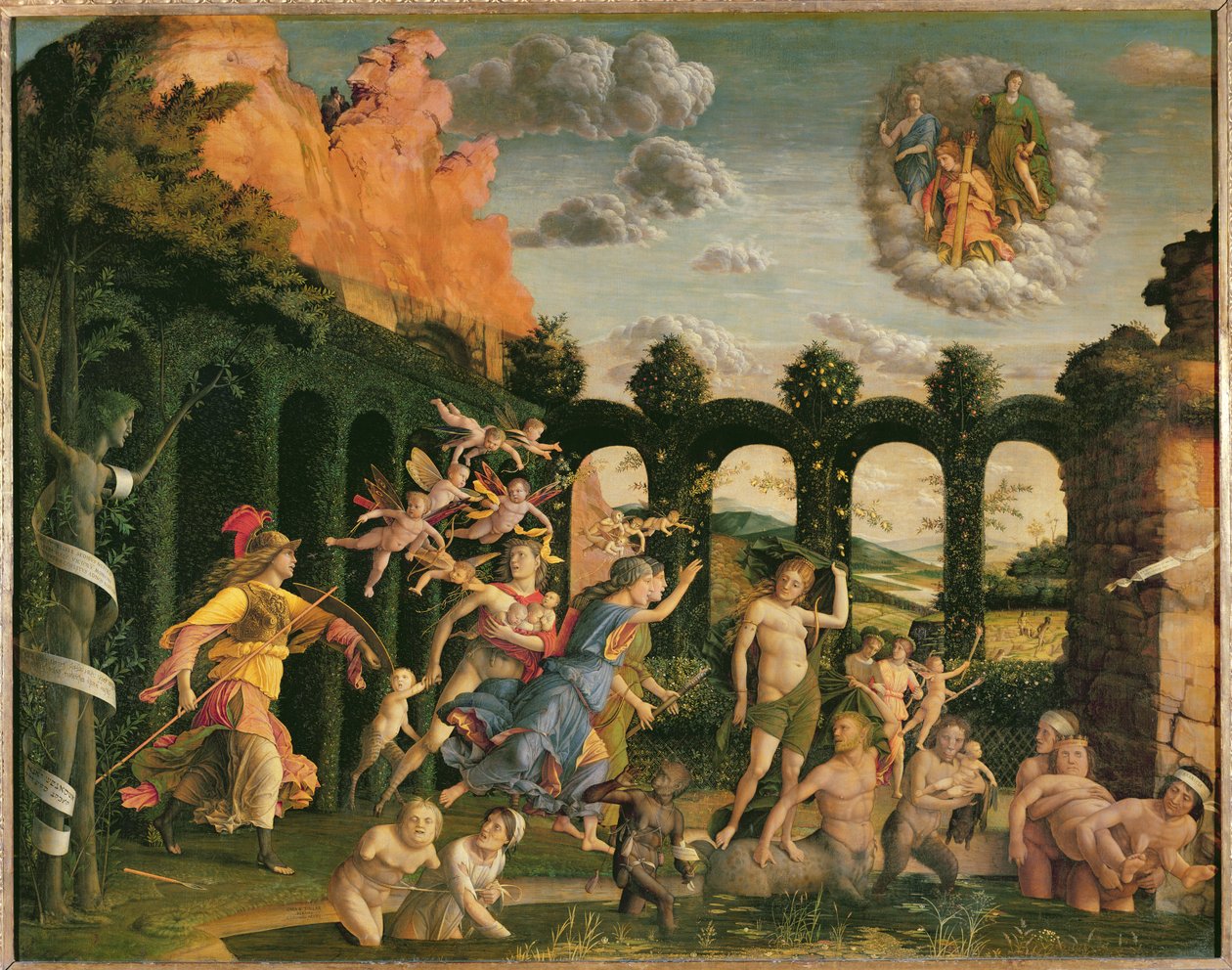Minerwa ścigająca występki z Ogrodu Cnoty autorstwa Andrea Mantegna
