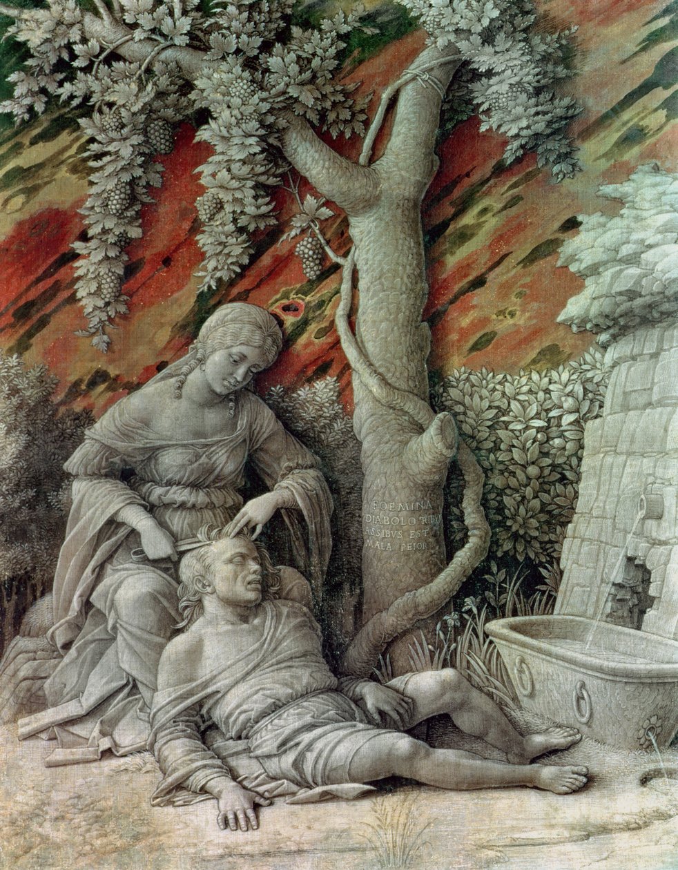 Samson i Dalila, ok. 1500 (rozmiar kleju na płótnie) autorstwa Andrea Mantegna