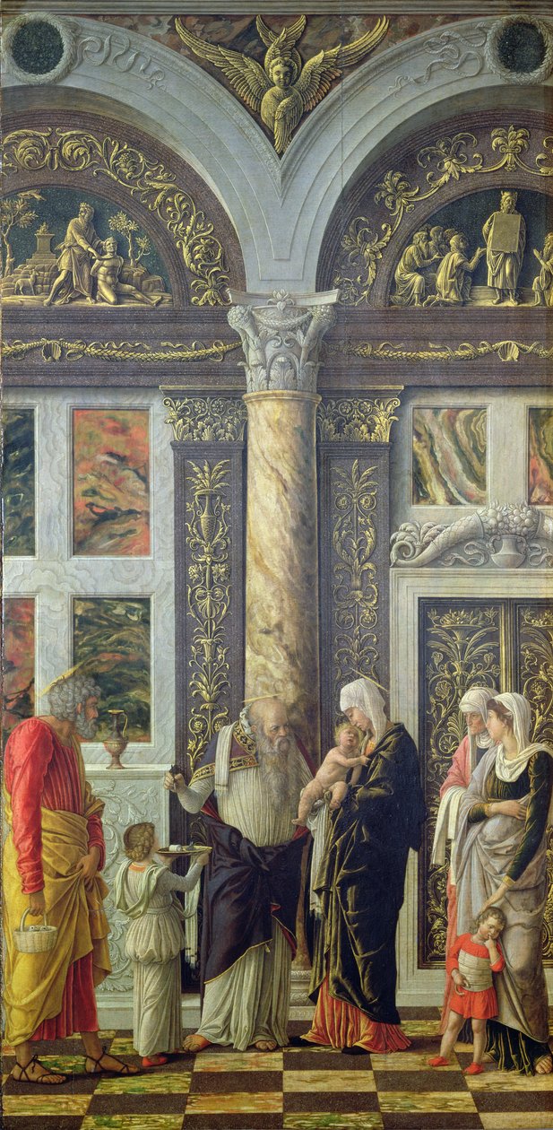 Obrzezanie, centralna tablica z ołtarza, ok. 1466 (tempera na tablicy) (zob. także 50042) autorstwa Andrea Mantegna