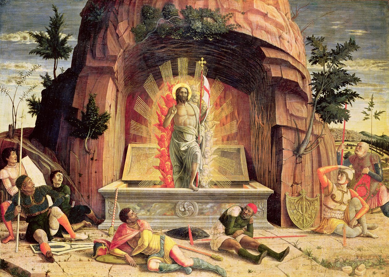 Zmartwychwstanie, prawa predella panel z Ołtarza św. Zenona z Werony, 1456-60 autorstwa Andrea Mantegna