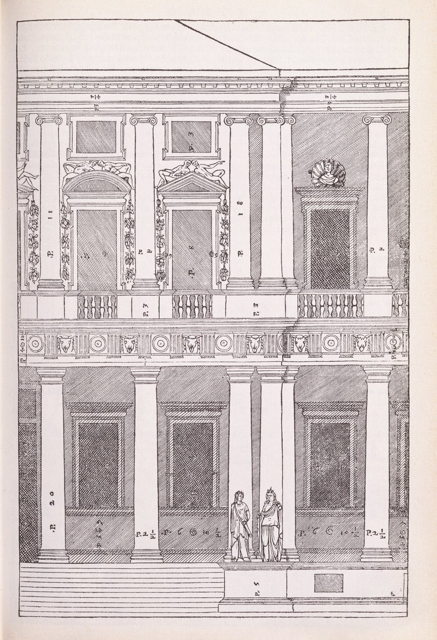 Elewacja Villa Chiericati, Vicenza, ilustracja z faksymile 