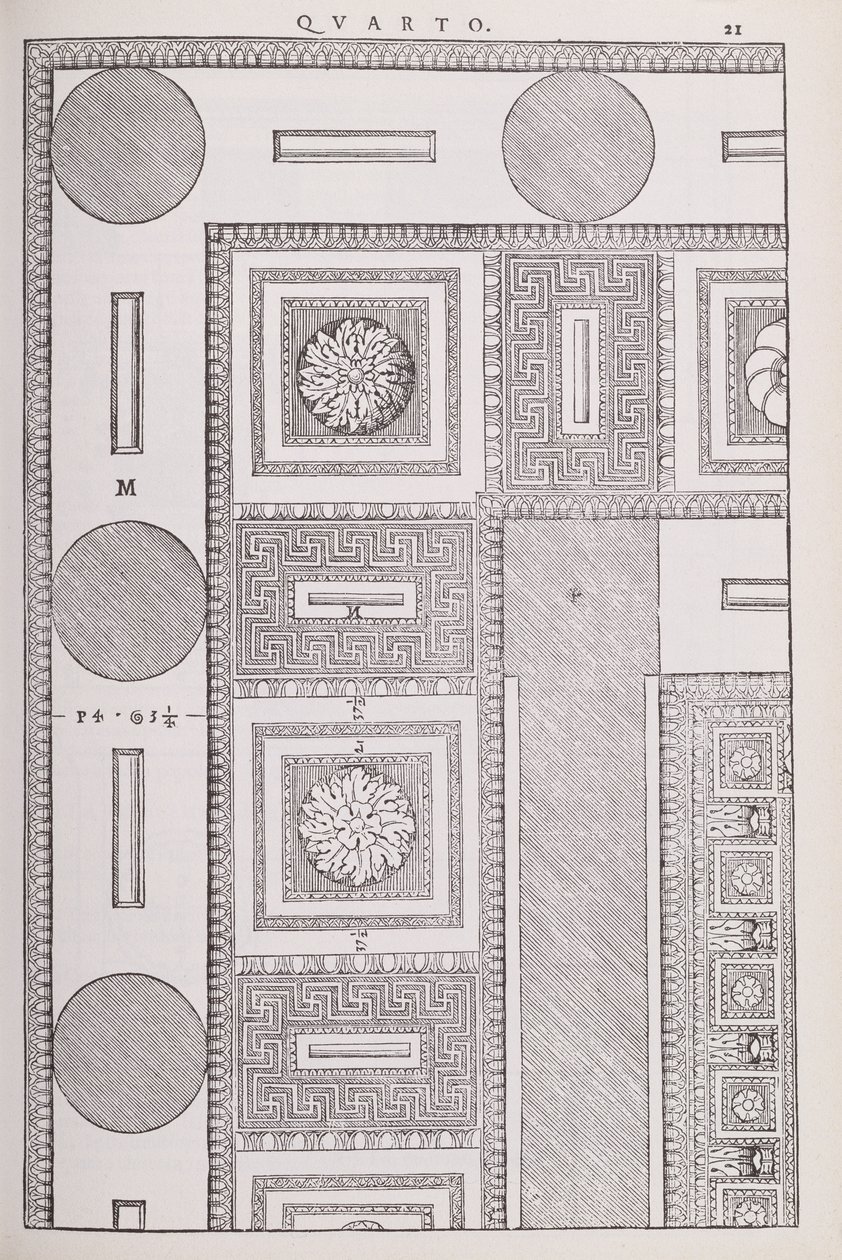 Plan stropu Tempio di Marte Vendicatore, ilustracja z faksymile egzemplarza „I Quattro Libri dell