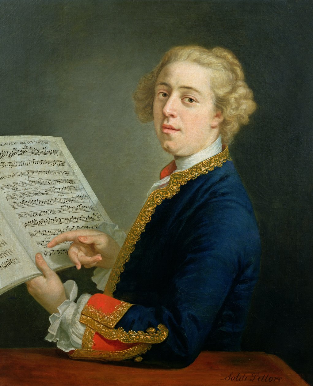 Portret Francesco Geminianiego (1687-1762), włoskiego skrzypka autorstwa Andrea Soldi
