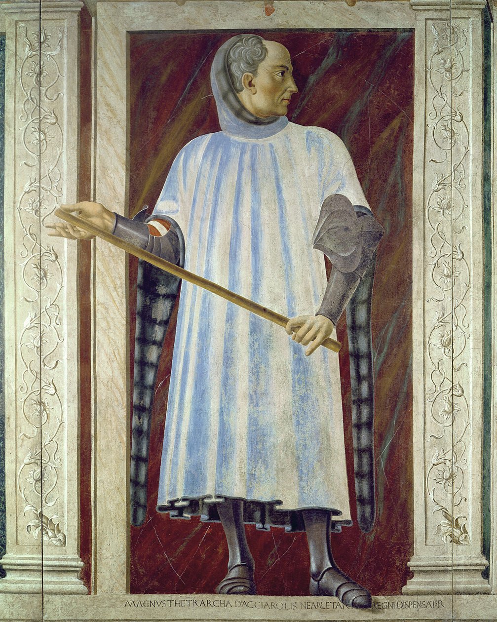 Niccolo Acciauoli (1310-65) z serii słynnych mężczyzn i kobiet Villa Carducci, ok. 1450 (fresk ułożony na płótnie) (szczegóły patrz 28494) autorstwa Andrea del Castagno