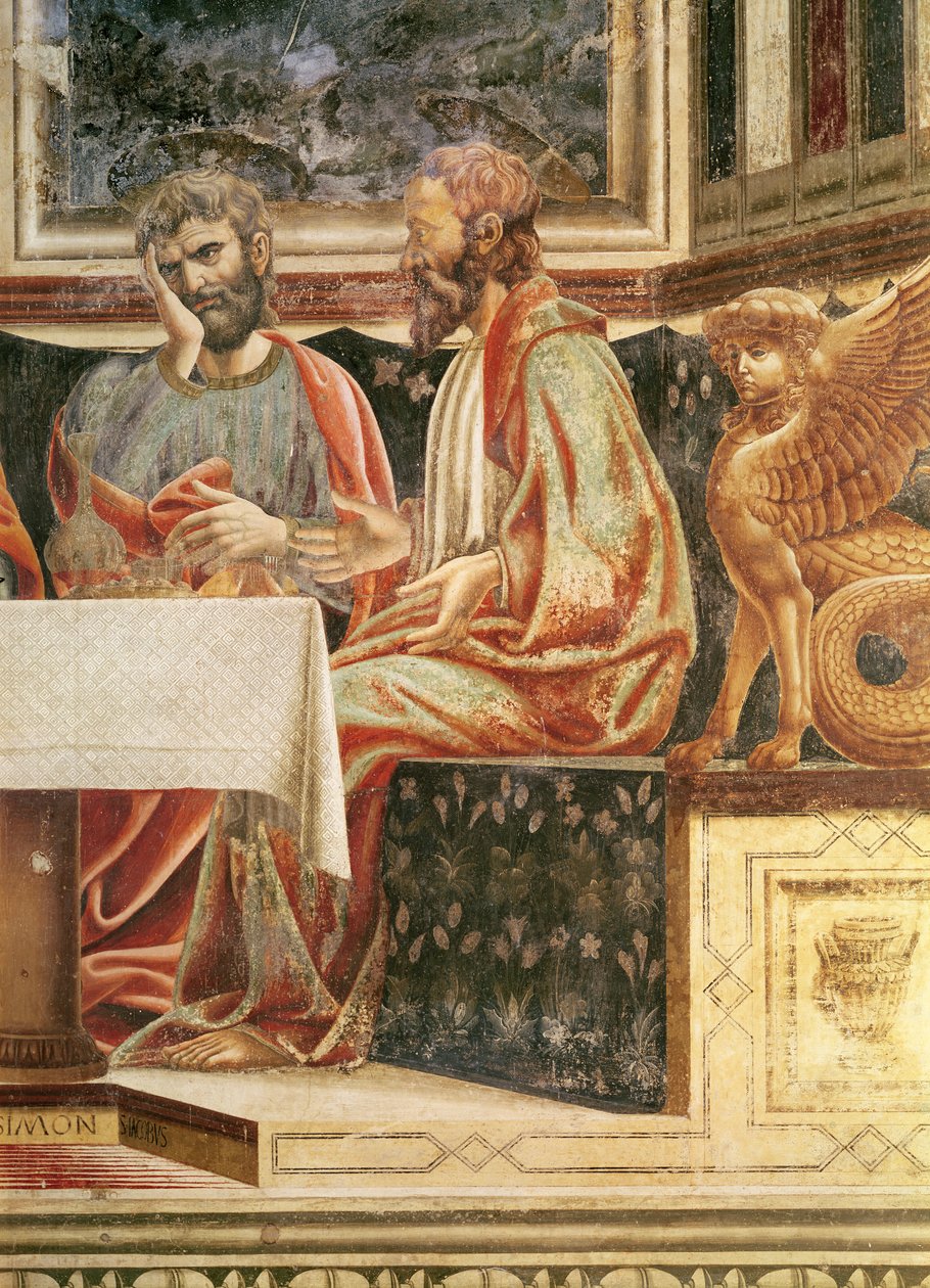 Ostatnia Wieczerza, fragment św. Jakuba Mniejszego i św. Szymona, ok. 1447 (detal z 85172) autorstwa Andrea del Castagno