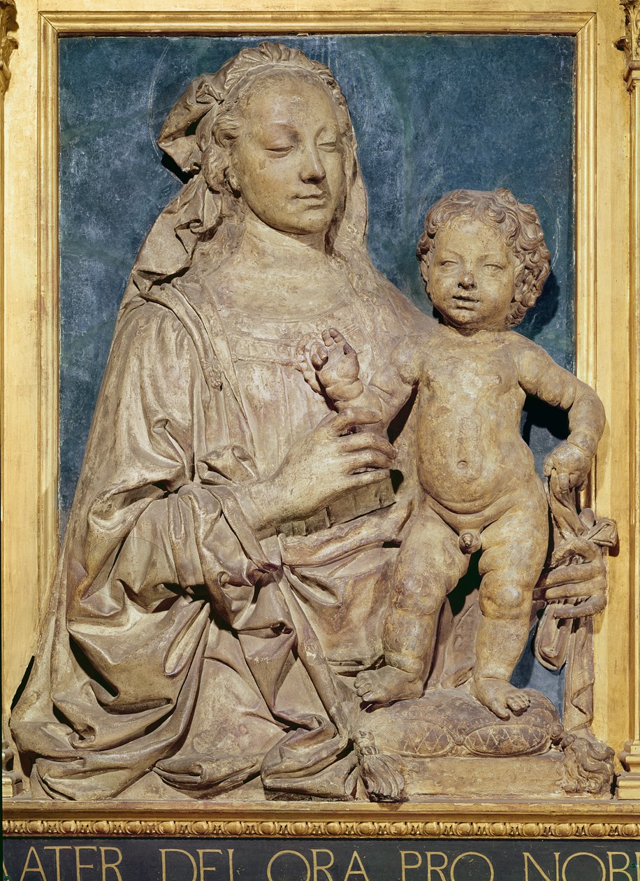Madonna z Dzieciątkiem, ok. 1470 (glazurowana terakota) (patrz również 79880) autorstwa Andrea del Verrocchio