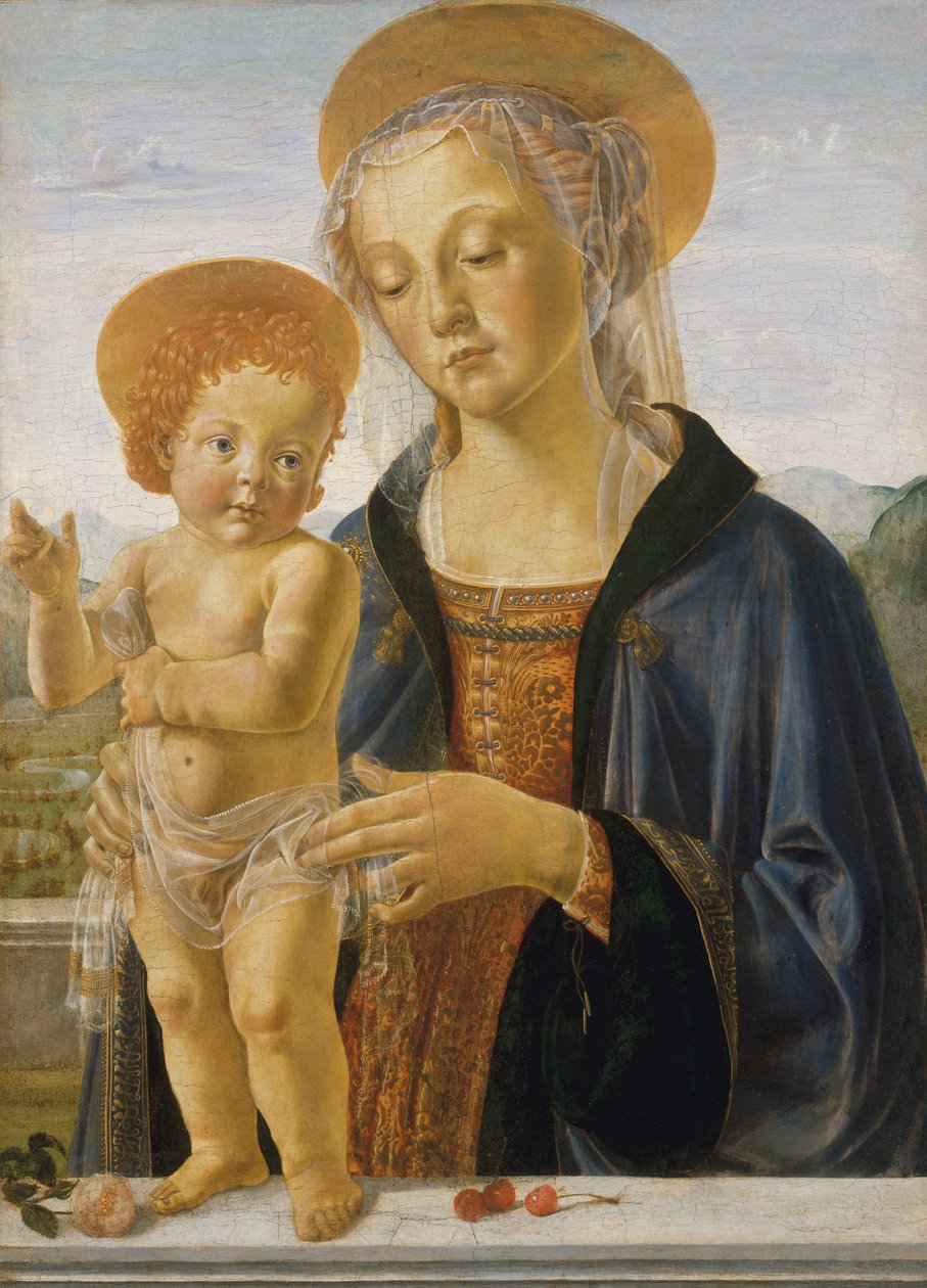 Мадонна ба Хүүхэд, 1470 он (модон дээрх температур ба алт)поли autorstwa Andrea del Verrocchio