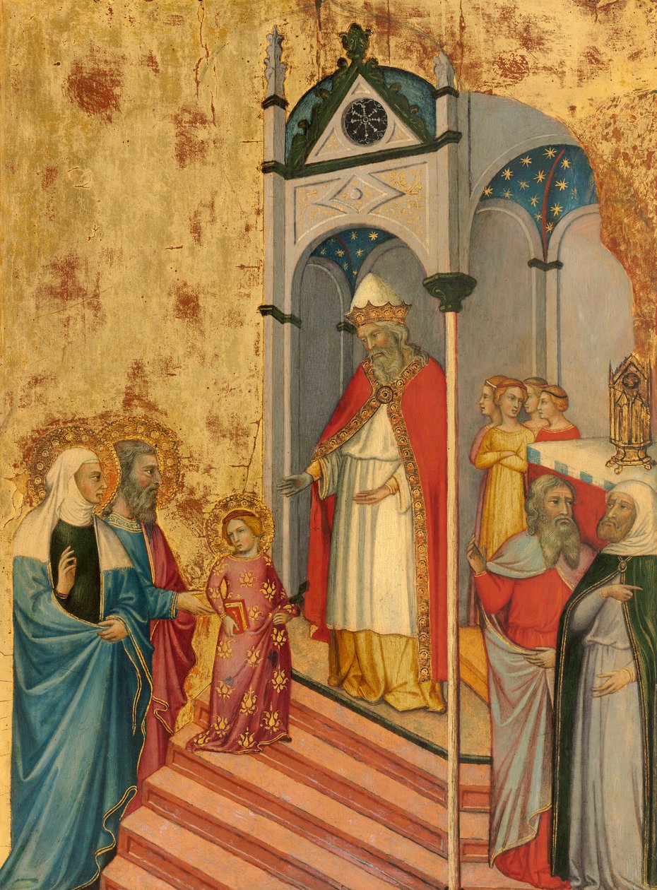 Ofiarowanie Dziewicy w świątyni, ok. 1400-5 (tempera na panelu z topoli) autorstwa Andrea di Bartolo