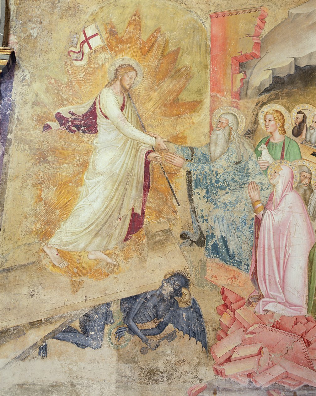 Fragment zdjęcia z krzyża, Capellone degli Spagnoli, fresk 1365-67 autorstwa Andrea di Bonaiuto