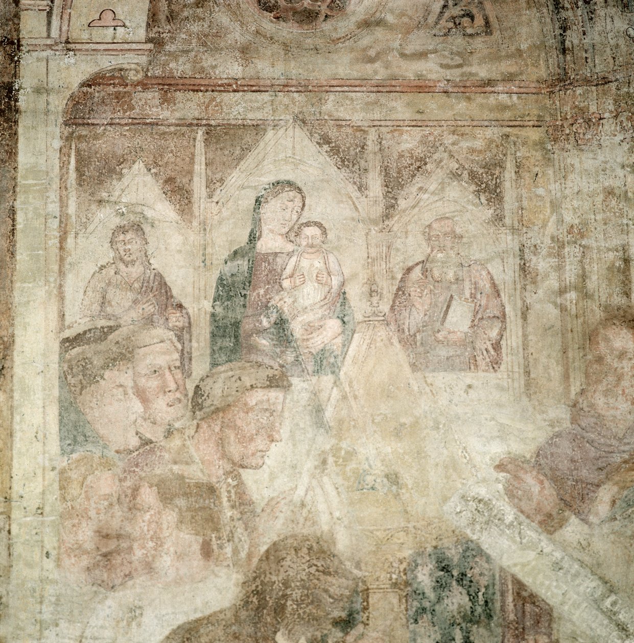 Święty Ranieri modlący się w świątyni (detal), połowa XIV wieku autorstwa Andrea di Bonaiuto