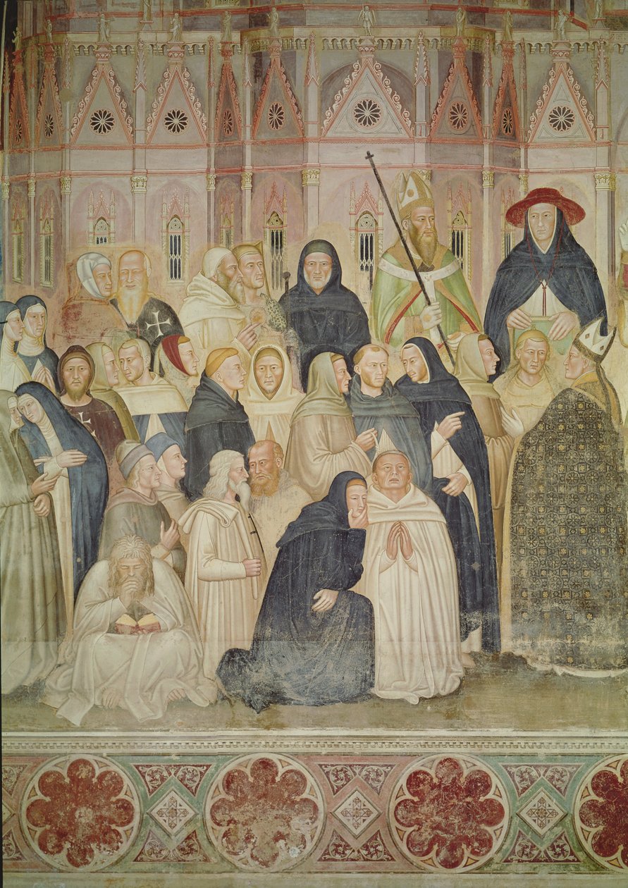 Kościół Wojujący i Triumfujący, detal lewej strony, ok. 1366-68, detal fresku 72859, 31612 autorstwa Andrea di Bonaiuto
