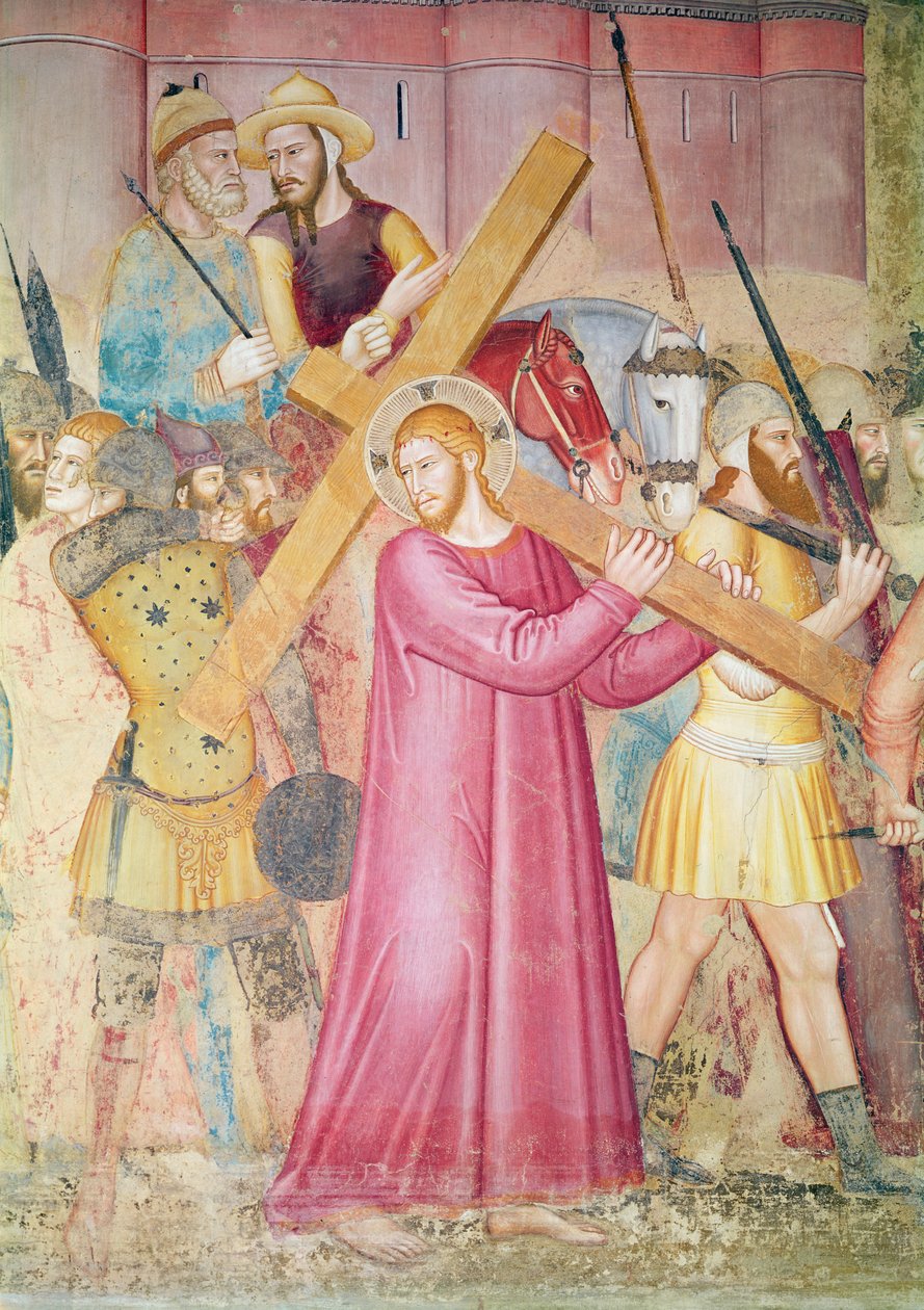 Droga na Kalwarię, fragment Chrystusa niosącego krzyż, ok. 1365 (detal 130096) autorstwa Andrea di Bonaiuto
