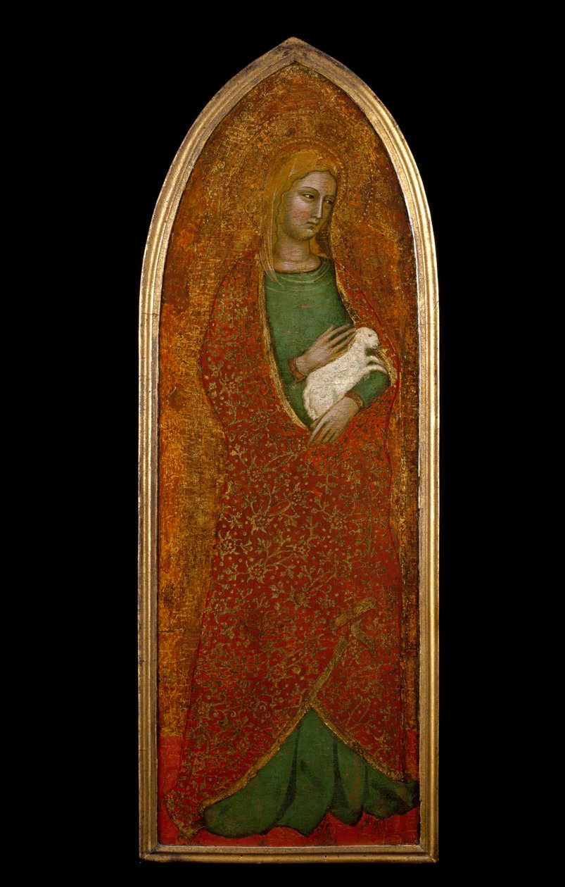 Św. Agnieszka, ok. 1365 (tempera i złoty liść na drewnie) autorstwa Andrea di Bonaiuto fl.1343 77 Andrea di Bonaiuto fl.1343 77
