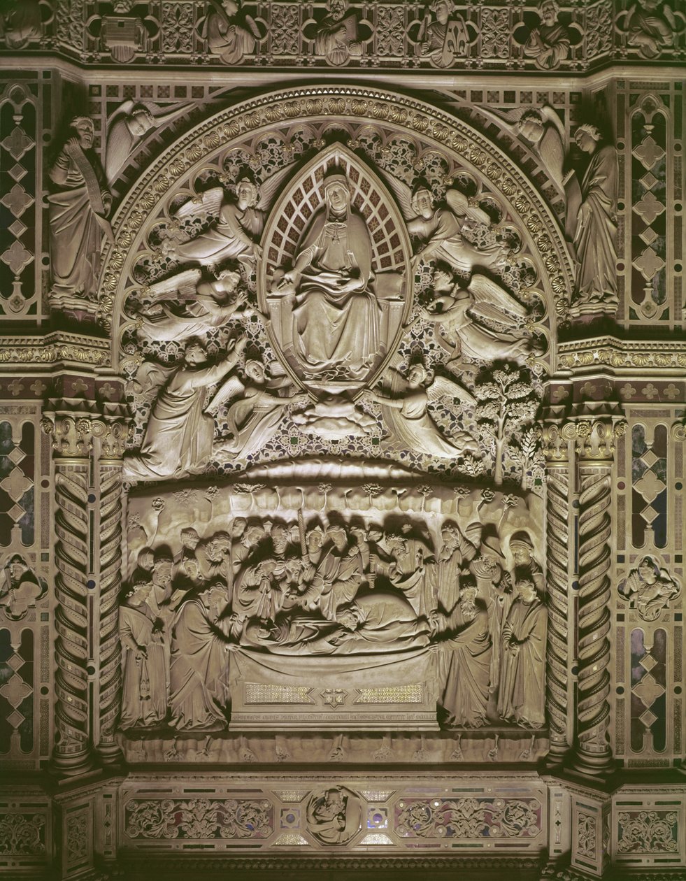 Śmierć i Wniebowzięcie NMP, 1349-59 (marmur) autorstwa Andrea di Cione Orcagna
