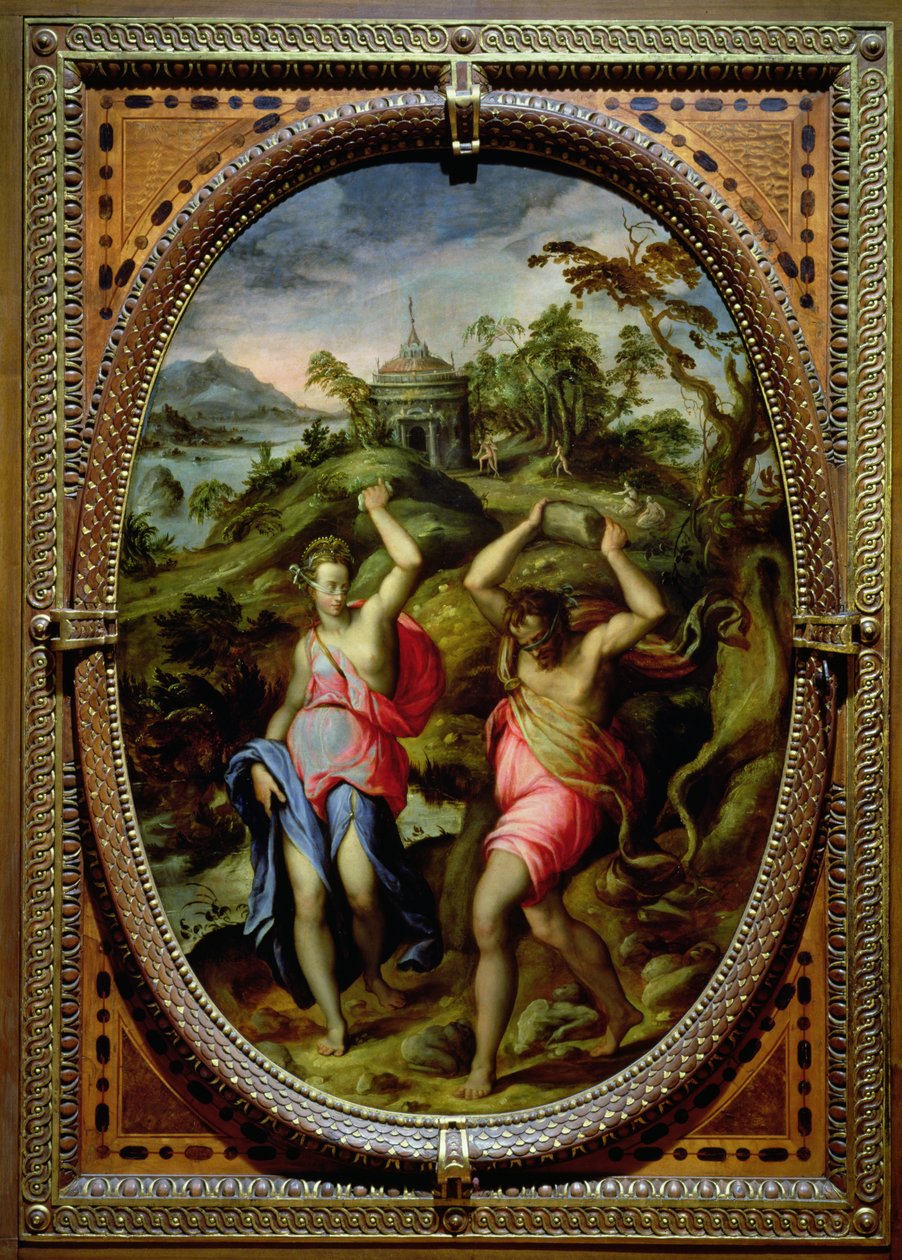 Deucalion i Pyrra, 1572 (łupek) autorstwa Andrea di Mariotto del Minga
