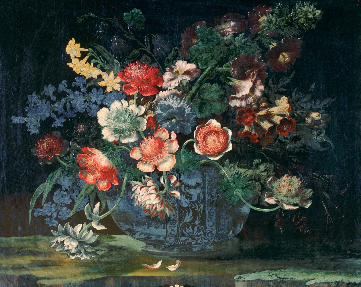 Umywalka z chińskiej porcelany z bukietem kwiatów autorstwa Andrea the Elder Scacciati
