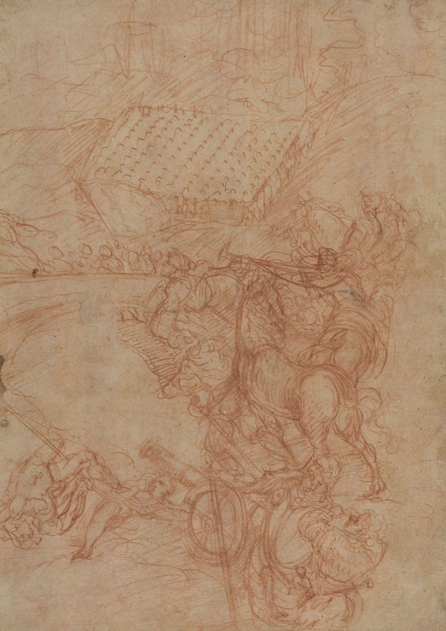 Bitwa pod Spoleto, ok. 1575 (czerwona kreda na papierze) autorstwa Andrea (1539-1614) Vicentino