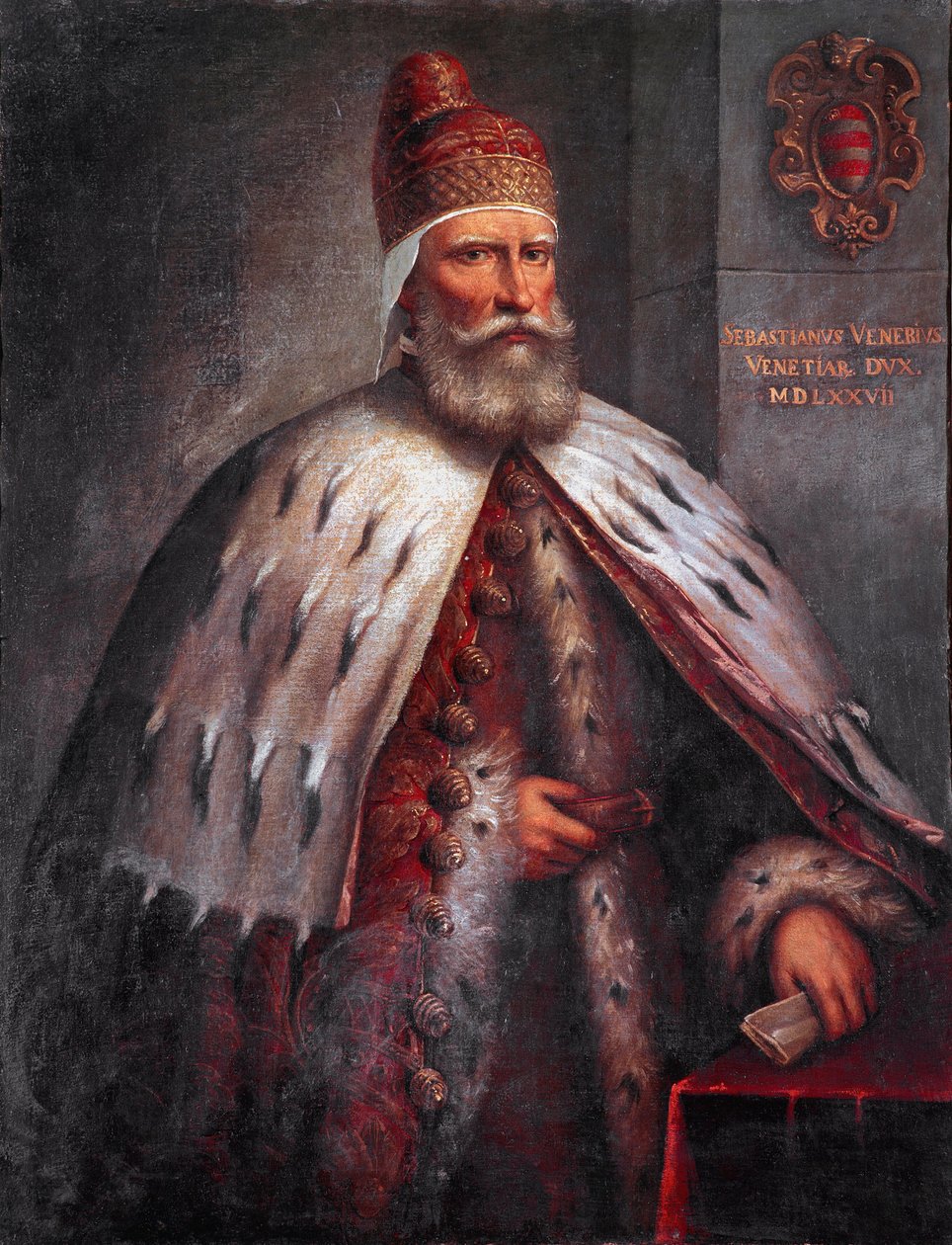 Portret doży Sebastiano Venier (1496-1578), condottiere Dowodził flotą wenecką z Francesco Duodo podczas bitwy pod Lepanto w 1571 roku. Obraz Andrea de 