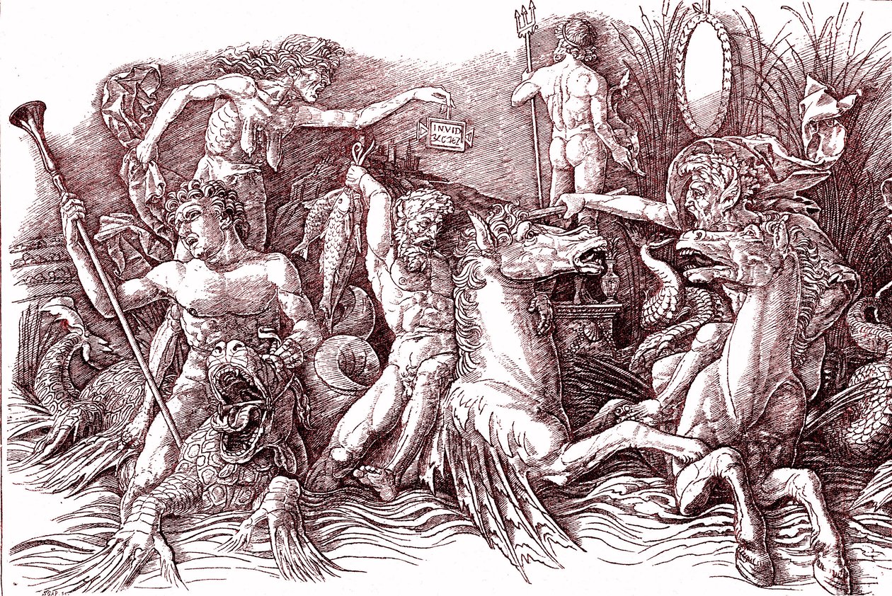 Bitwa Bogów Morskich według Andrei MANTEGNY (1431-1506). autorstwa Andrea (after) Mantegna