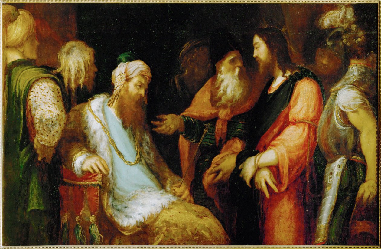 Chrystus przed Herodem ... (obraz na płótnie) autorstwa Andrea (fl.1527/30-63) Schiavone