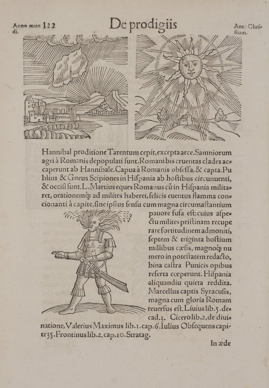 Strona z „De Prodigiis” (Cudowne Natury) autorstwa Conradusa Lycosthenes autorstwa Andrea Schiavone