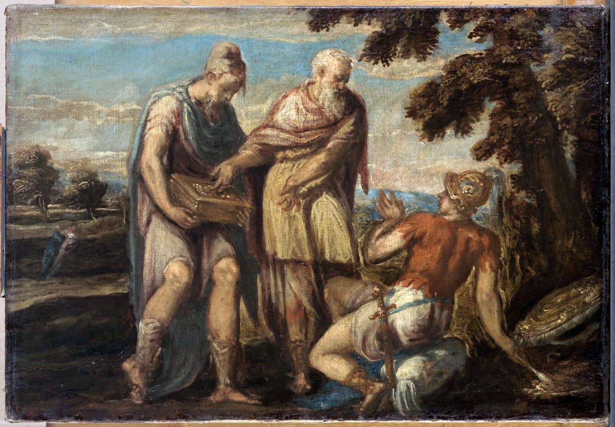 Manius Curius Dentatus (3eme siècle avant JC) autorstwa Schiavone, Andrea (ok. 1520-1582). Olej na płótnie, format : 58x84, ok. 1560, Muzeum Historii Sztuki, Wiedeń autorstwa Andrea Schiavone