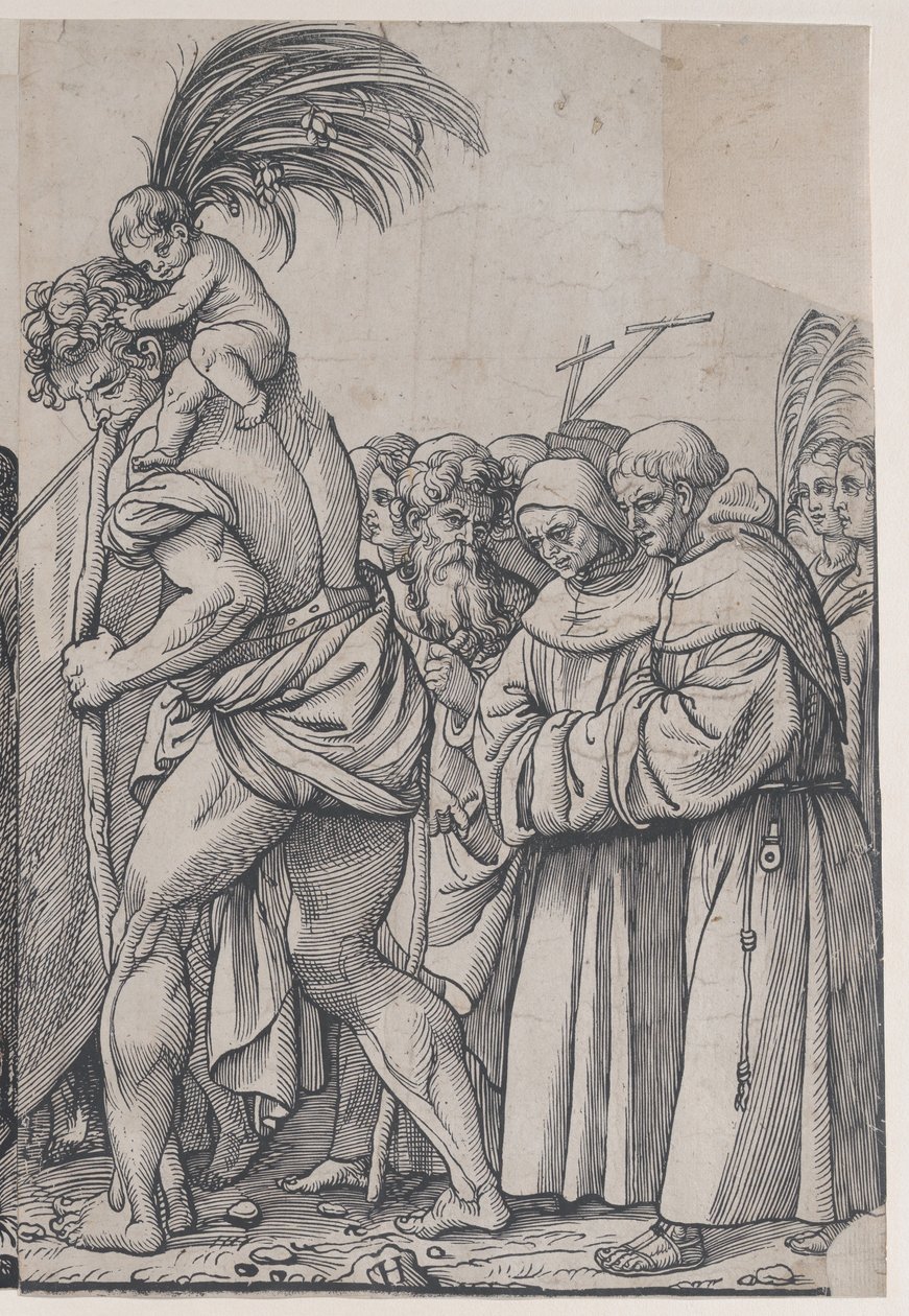 Sekcja H: Święty Krzysztof niosący Dzieciątko Jezus, z Triumfu Chrystusa, 1836. autorstwa Andrea Andreani
