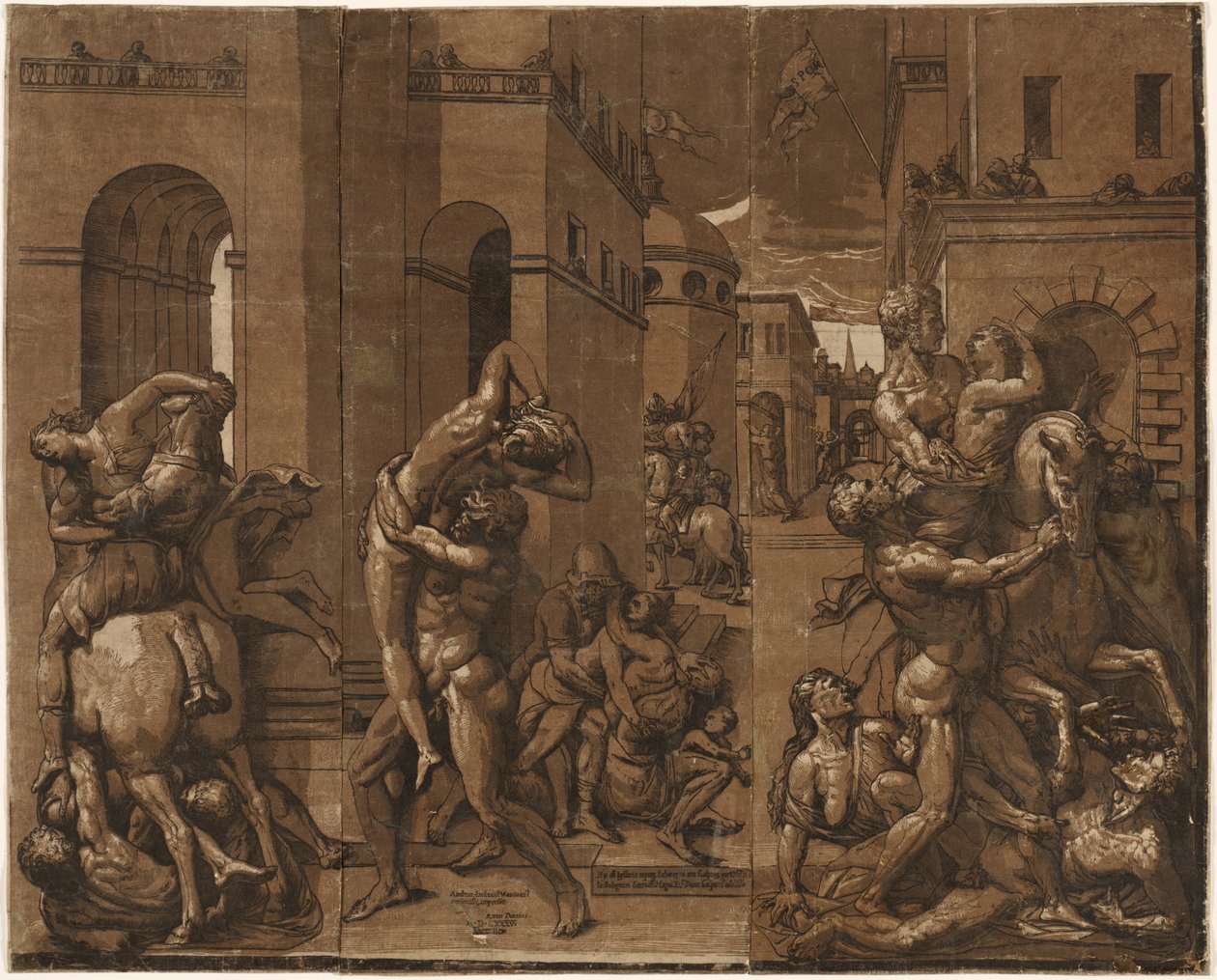 Porwanie Sabinek, 1585. autorstwa Andrea Andreani