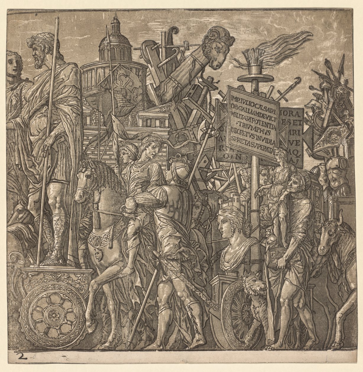 Triumf Juliusza Cezara: kolosalne posągi i sprzęt oblężniczy, 1593-99. autorstwa Andrea Andreani
